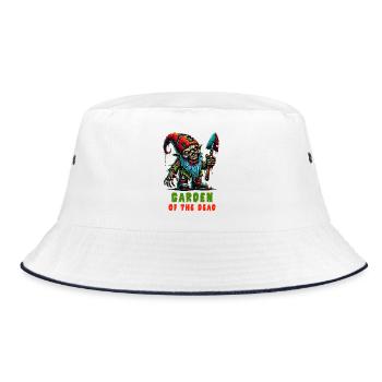 Zombie Garden Gnome – Nightmare in the Garden - Bucket Hat - white/navy - Front