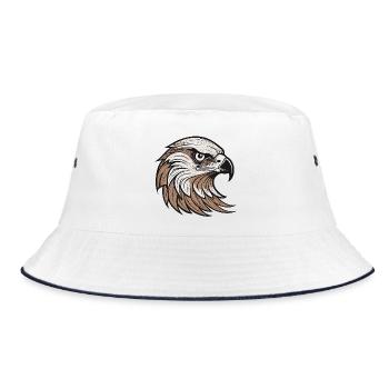 Majestic Eagle Head Illustration - Bucket Hat - white/navy - Front