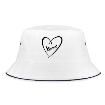 Ilona Name Vorname im Herzrahmen - Bucket Hat - Weiß/Navy - Vorne