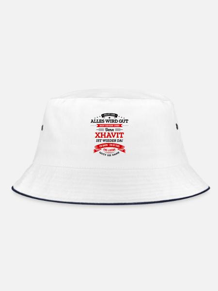 ALLES WIRD GUT, DIE LEGENDE XHAVIT IST DA - Bucket Hat - Weiß/Navy - Vorne