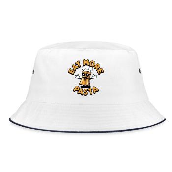 Eat more Pasta Shirt - Bucket Hat - Weiß/Navy - Vorne