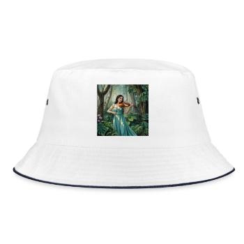 Naturverbundene Violinistin im Wald spielt Violine - Bucket Hat - Weiß/Navy - Vorne