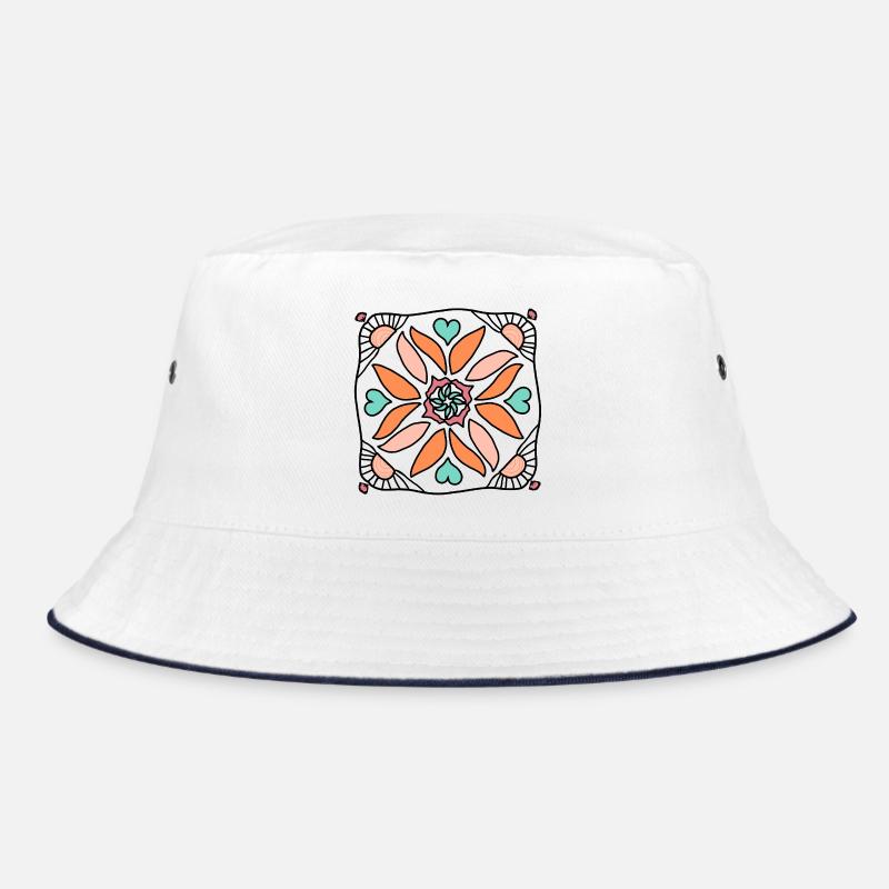 Sun Mandala - Bucket Hat - white/navy