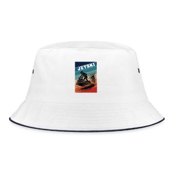 Vintage Jet Ski – Ride the Waves - Bucket Hat - white/navy - Front