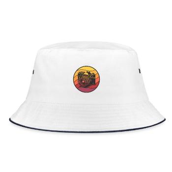 Vintage Camera Sunset Style - Bucket Hat - white/navy - Front