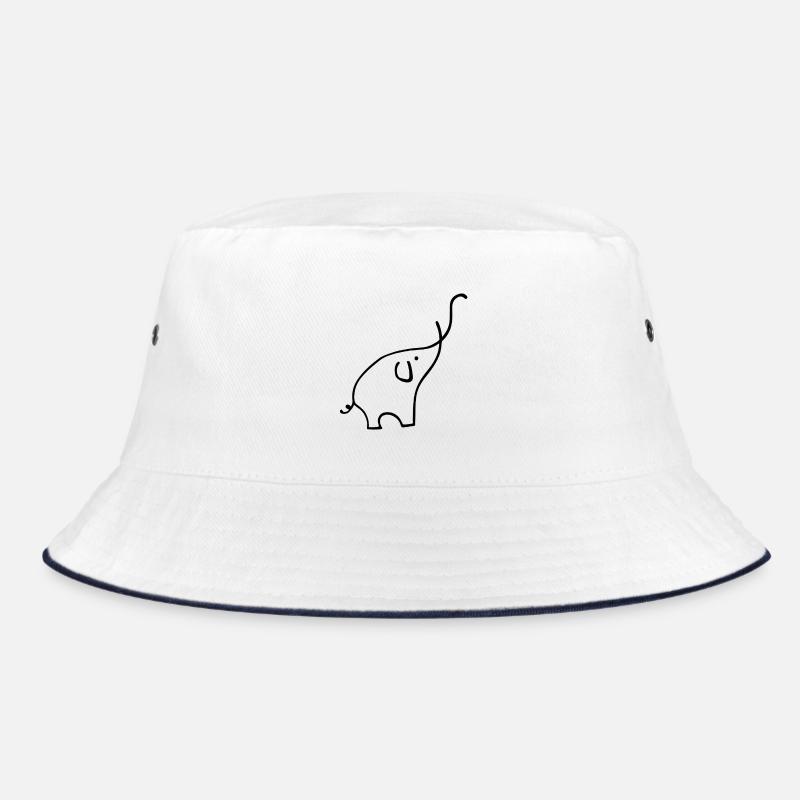 Elefant - Bucket Hat - Weiß/Navy