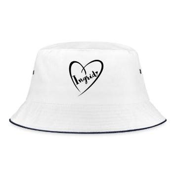 Ingrid Name Vorname im Herzrahmen - Bucket Hat - Weiß/Navy - Vorne