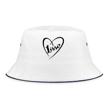 Lissi surname first name in heart frame - Bucket Hat - white/navy - Front