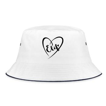 Elif Name Vorname im Herzrahmen - Bucket Hat - Weiß/Navy - Vorne