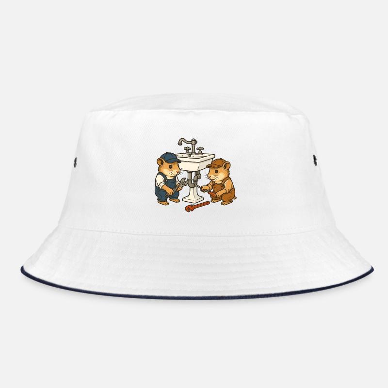 Hamsters fix the sink - Bucket Hat - white/navy