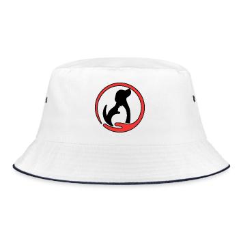 Black red cat and dog. - Bucket Hat - white/navy - Front