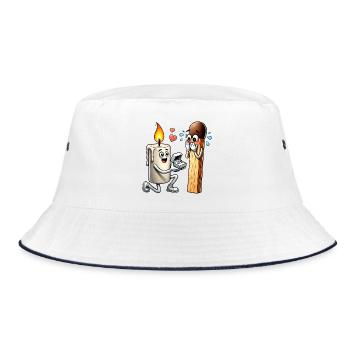 Candle loves match - Bucket Hat - white/navy - Front