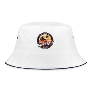 Taghazout Morocco Palm Trees Design - Bucket Hat - white/navy - Front