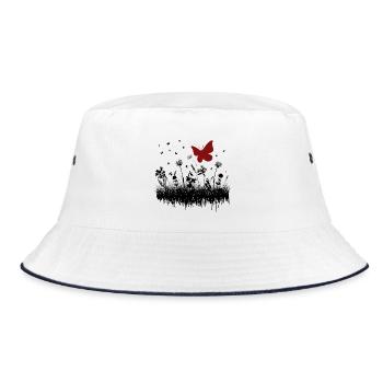 Dessin de papillon avec accent floral - Bob - blanc/marine - Devant