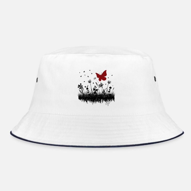 Dessin de papillon avec accent floral - Bob - blanc/marine
