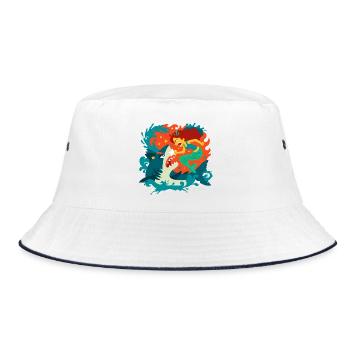 Mermaid versus Shark - Bucket Hat - white/navy - Front