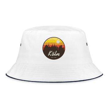 Vintage Cologne – Skyline - Kölsch - Bucket Hat - white/navy - Front