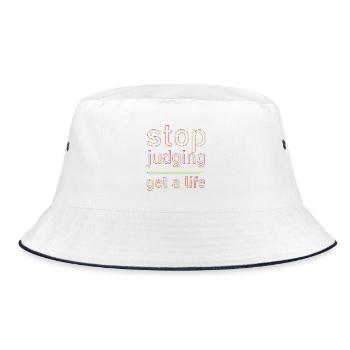 stop judging - Bucket Hat - Weiß/Navy - Vorne