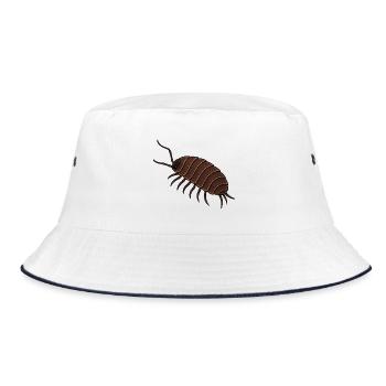 Round isopod illustration, cult shirt, woodlice - Bucket Hat - white/navy - Front