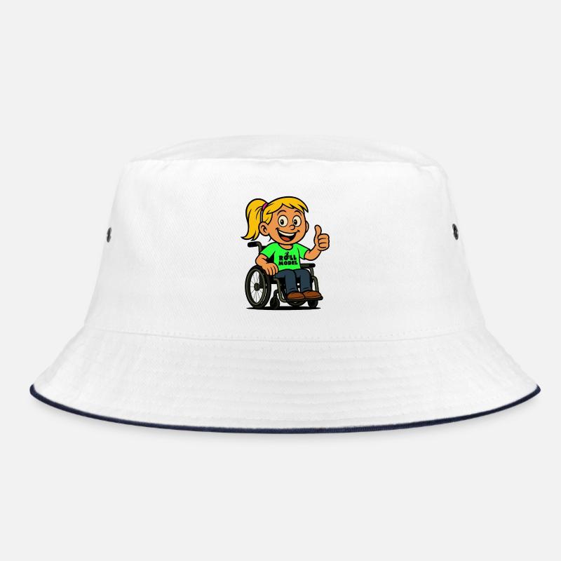Lolla Vorbild der Rollstuhlfahrer. Rollstuhl # - Bucket Hat - Weiß/Navy