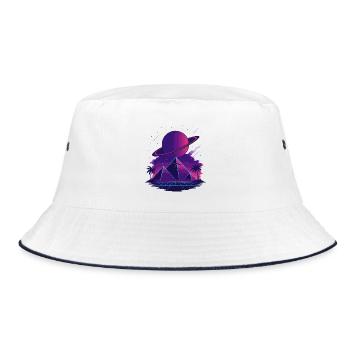 Cosmic Vaporwave Pyramids - Bucket Hat - Weiß/Navy - Vorne