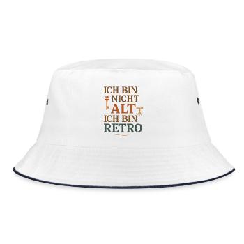 Ich bin nicht alt Retro - Bucket Hat - Weiß/Navy - Vorne
