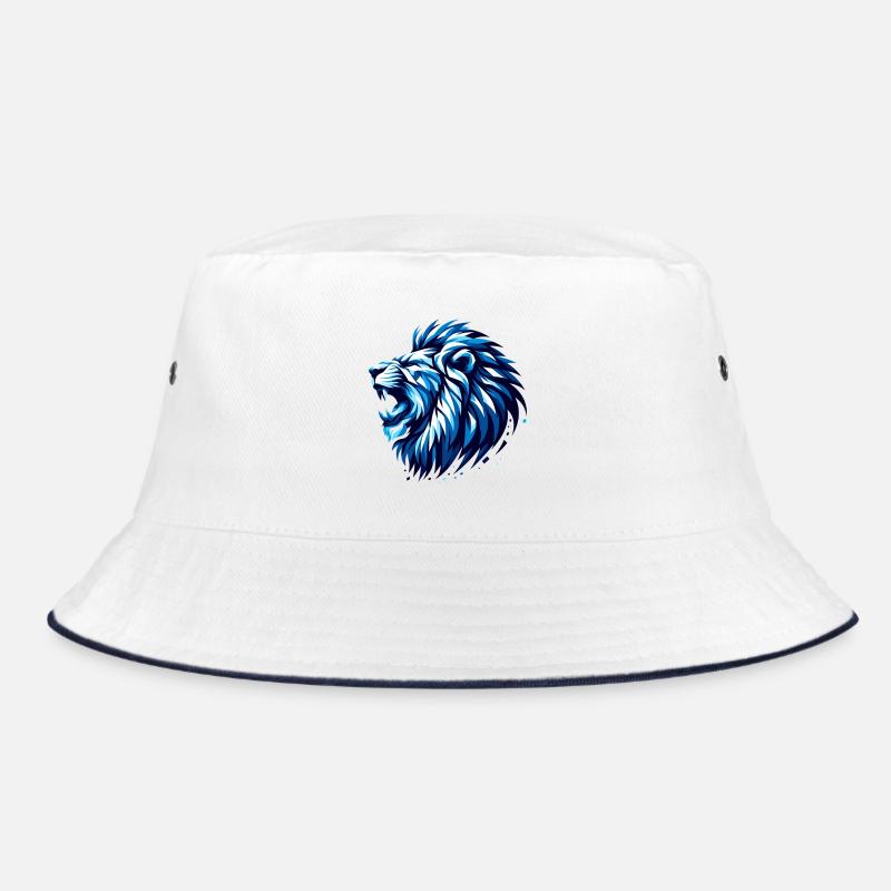 Lion Roars Blue Accents Geometric Gift Bucket Hat