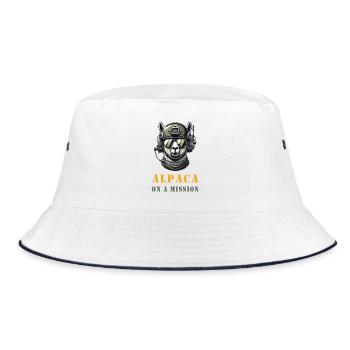Alpaca in action - Bucket Hat - white/navy - Front