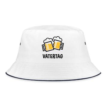 Vatertag (Bier Prosit / Bayrische Bierkrüge / 2C) - Bucket Hat - Weiß/Navy - Vorne