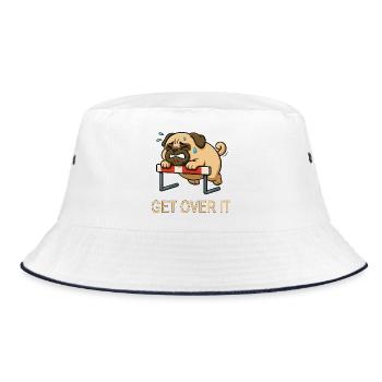 Mops Hürde Hürdenlauf Hürdenläufer Spruch - Bucket Hat - Weiß/Navy - Vorne