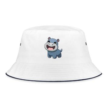 Bébé hippopotame joyeux et souriant (v02) - Bob - blanc/marine - Devant