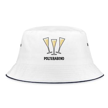 Polterabend (JGA / Sektgläser / Trichter Zu / 2C) - Bucket Hat - Weiß/Navy - Vorne