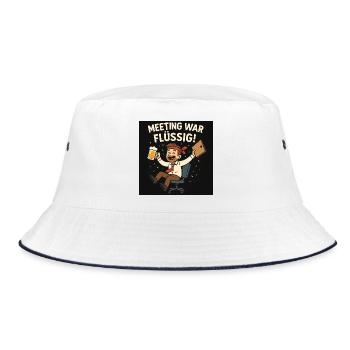 Meeting war flüssig - Bucket Hat - Weiß/Navy - Vorne