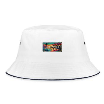 Cebu City – Tropical Retro Schild - Bucket Hat - Weiß/Navy - Vorne