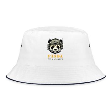 Panda in Mission / Military - Bucket Hat - white/navy - Front