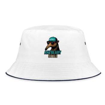 Antbeary Style Aardvark Cartoon - Bucket Hat - Weiß/Navy - Vorne