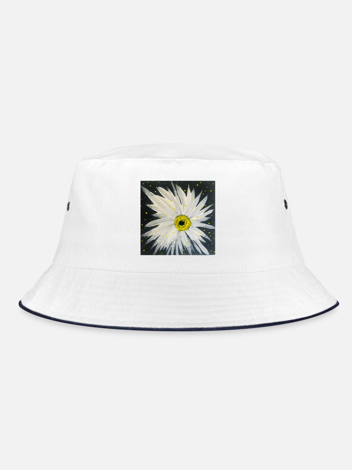 Edelweiss-black-white design - Bucket Hat - white/navy - Front