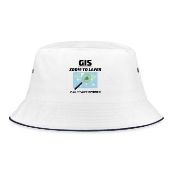 GIS Zoom to Layer Mapping Geospatial Tech - Bucket Hat - white/navy - Front