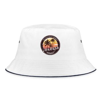Jakarta Philippines Beach Palm Trees Design - Bucket Hat - white/navy - Front