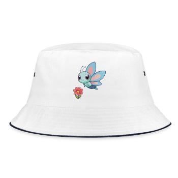Baby Bunte Libelle In Der Nähe Einer Blume - Bucket Hat - Weiß/Navy - Vorne