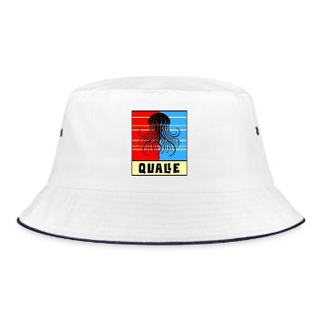 Jellyfish – Retro Design - Bucket Hat - white/navy - Front