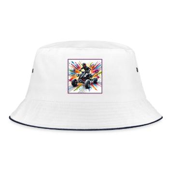 Quad Power – Farbenexplosion - Bucket Hat - Weiß/Navy - Vorne