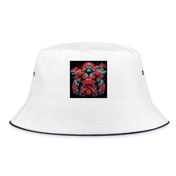 Primal Ronin – The Samurai Gorilla - Bucket Hat - white/navy - Front