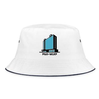 Die Stadt Piła Wlkp und das Hotel Gromada Rodło - Bucket Hat - Weiß/Navy - Vorne
