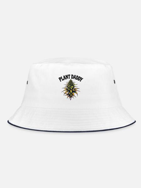 PLANT DADDY - Cannabis Streetwear Look - Bucket Hat - Weiß/Navy - Vorne