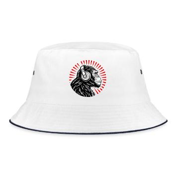 Groove Monkey – The DJ of the Wild - Bucket Hat - white/navy - Front