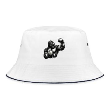 Gorilla Boxer Fighter Boxing Roars Gift - Bucket Hat - white/navy - Front