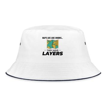 Map Layers GIS Cartography Geographic Data - Bucket Hat - white/navy - Front