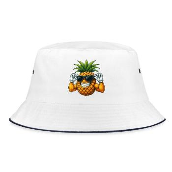 Mignon Cool Ananas Dessin animé Été Amusant Fruité - Bob - blanc/marine - Devant