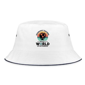 Geographielehrer Globus Weltunterschied - Bucket Hat - Weiß/Navy - Vorne